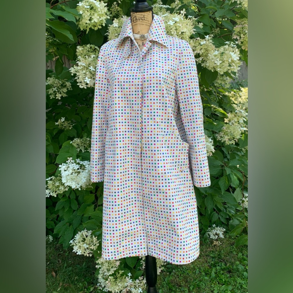 PAUL SMITH Blue collection ladies 100% cotton size 10 Polka Dot coat GUC - Picture 4 of 15